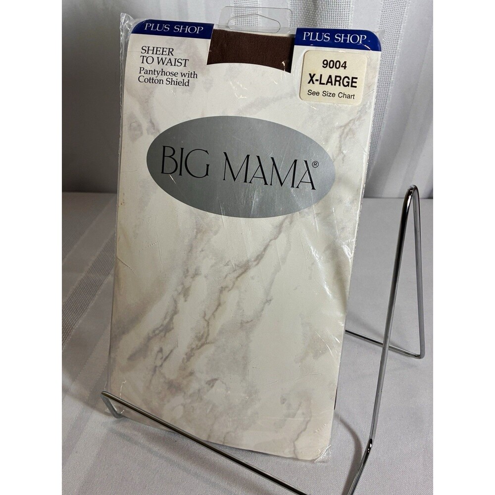 Vintage Big Mama Sheer To Waist Pantyhose Cotton Shield Brown Plus XL 9004